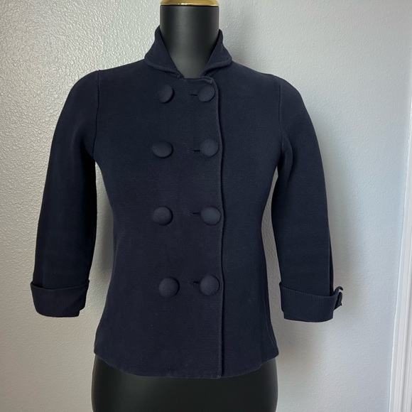 J. Crew Navy Blue Double-breasted Sweater Jacket - Picture 1 of 3